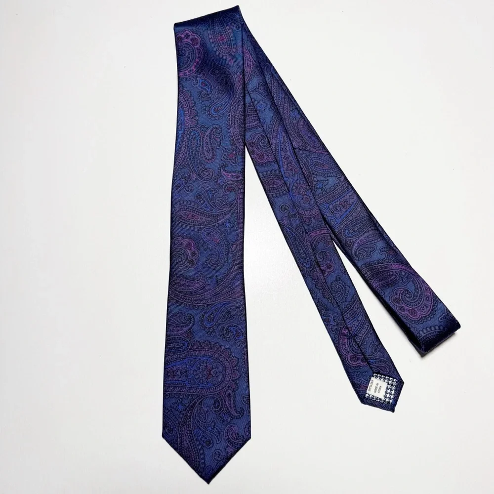 Jos. A Bank 1905 Blue Purple Paisley Silk Tie
